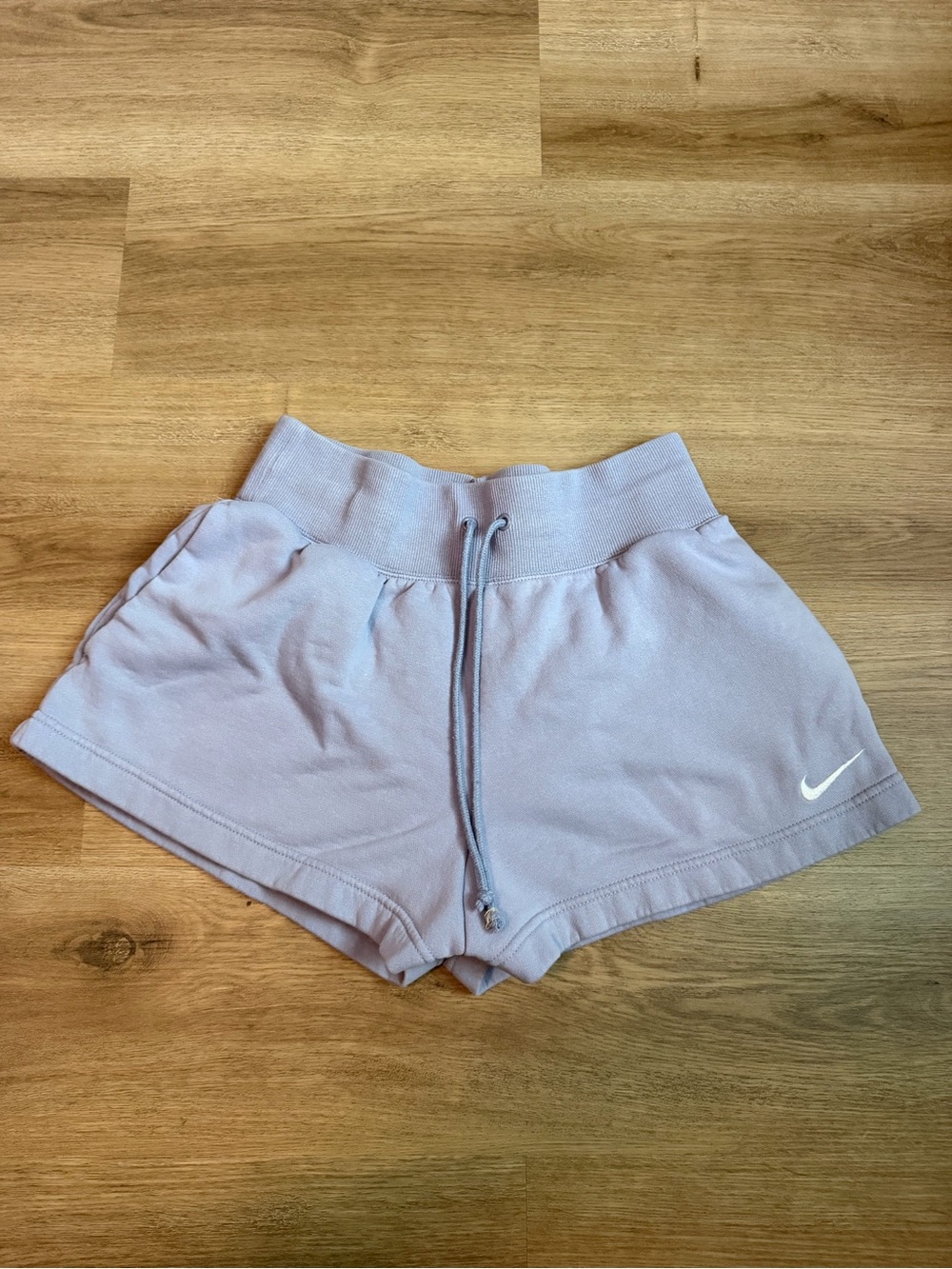Nike Women's Light Lavender Athletic Knit Shorts with Drawstring